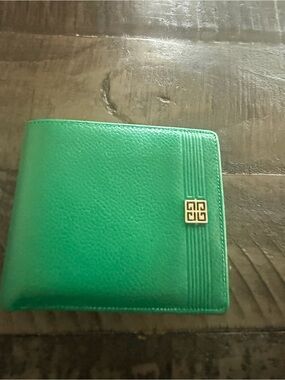 Givenchy Green Leather Wallet with Gold Logo